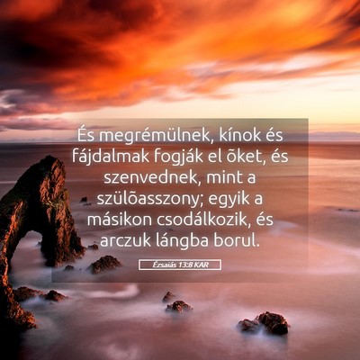 Picture 05 - Ézsaiás 13:8 KAR - És megrémülnek, kínok és fájdalmak fogják - Bible Verse Picture