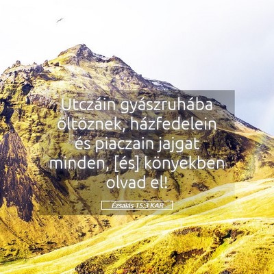 Picture 05 - Ézsaiás 15:3 KAR - Utczáin gyászruhába öltöznek, házfedelein - Bible Verse Picture