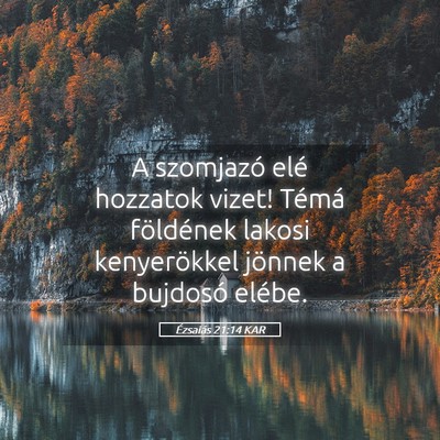 Picture 05 - Ézsaiás 21:14 KAR - A szomjazó elé hozzatok vizet! Témá - Bible Verse Picture