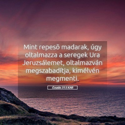Picture 05 - Ézsaiás 31:5 KAR - Mint repesõ madarak, úgy oltalmazza a seregek - Bible Verse Picture