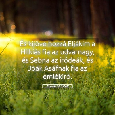 Picture 05 - Ézsaiás 36:3 KAR - És kijöve hozzá Eljákim a Hilkiás fia az - Bible Verse Picture