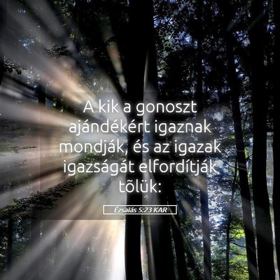 Picture 05 - Ézsaiás 5:23 KAR - A kik a gonoszt ajándékért igaznak mondják, - Bible Verse Picture