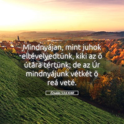 Picture 05 - Ézsaiás 53:6 KAR - Mindnyájan, mint juhok eltévelyedtünk, kiki az - Bible Verse Picture