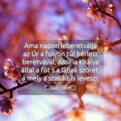 Picture 05 - Ézsaiás 7:20 KAR - Ama napon leberetválja az Úr a folyón túl - Bible Verse Picture