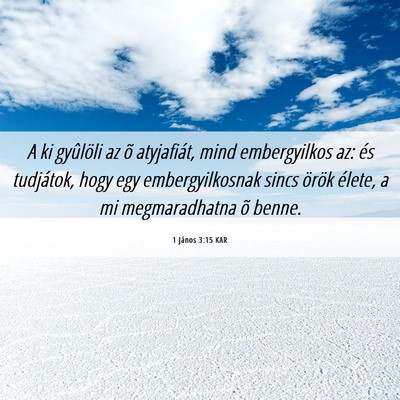 Picture 06 - 1 János 3:15 KAR - A ki gyûlöli az õ atyjafiát, mind - Bible Verse Picture