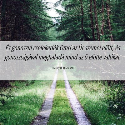 Picture 06 - 1 Királyok 16:25 KAR - És gonoszul cselekedék Omri az Úr szemei - Bible Verse Picture