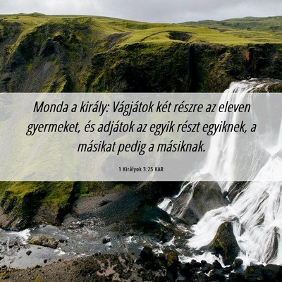 Picture 06 - 1 Királyok 3:25 KAR - Monda a király: Vágjátok két részre az - Bible Verse Picture