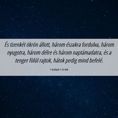 Picture 06 - 1 Királyok 7:25 KAR - És tizenkét ökrön állott, három északra - Bible Verse Picture