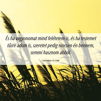 Picture 06 - 1 Korinthus 13:3 KAR - És ha vagyonomat mind felétetem is, és ha - Bible Verse Picture