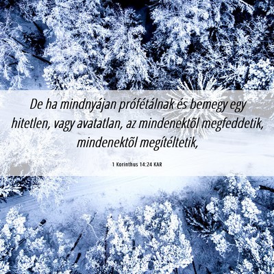 Picture 06 - 1 Korinthus 14:24 KAR - De ha mindnyájan prófétálnak és bemegy egy - Bible Verse Picture