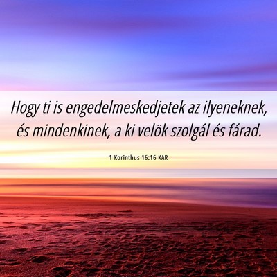 Picture 06 - 1 Korinthus 16:16 KAR - Hogy ti is engedelmeskedjetek az ilyeneknek, és - Bible Verse Picture