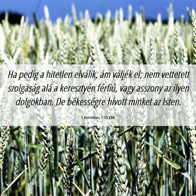 Picture 06 - 1 Korinthus 7:15 KAR - Ha pedig a hitetlen elválik, ám váljék el; - Bible Verse Picture