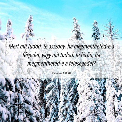 Picture 06 - 1 Korinthus 7:16 KAR - Mert mit tudod, te asszony, ha megmentheted-e a - Bible Verse Picture