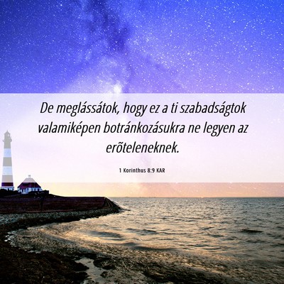 Picture 06 - 1 Korinthus 8:9 KAR - De meglássátok, hogy ez a ti szabadságtok - Bible Verse Picture