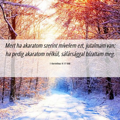 Picture 06 - 1 Korinthus 9:17 KAR - Mert ha akaratom szerint mívelem ezt, jutalmam - Bible Verse Picture