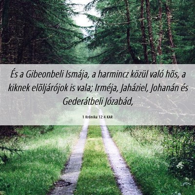 Picture 06 - 1 Krónika 12:4 KAR - És a Gibeonbeli Ismája, a harmincz közül - Bible Verse Picture