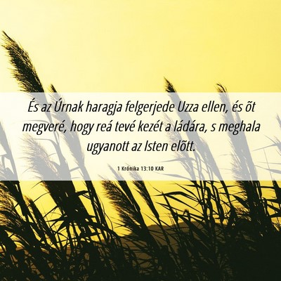 Picture 06 - 1 Krónika 13:10 KAR - És az Úrnak haragja felgerjede Uzza ellen, és - Bible Verse Picture