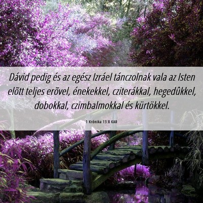 Picture 06 - 1 Krónika 13:8 KAR - Dávid pedig és az egész Izráel tánczolnak - Bible Verse Picture