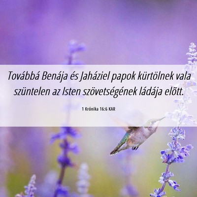 Picture 06 - 1 Krónika 16:6 KAR - Továbbá Benája és Jaháziel papok kürtölnek - Bible Verse Picture