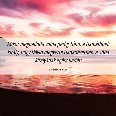 Picture 06 - 1 Krónika 18:9 KAR - Mikor meghallotta volna pedig Tóhu, a - Bible Verse Picture