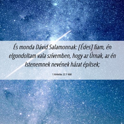 Picture 06 - 1 Krónika 22:7 KAR - És monda Dávid Salamonnak: [Édes] fiam, én - Bible Verse Picture