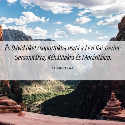 Picture 06 - 1 Krónika 23:6 KAR - És Dávid õket csoportokba osztá a Lévi fiai - Bible Verse Picture