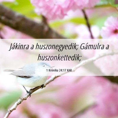 Picture 06 - 1 Krónika 24:17 KAR - Jákinra a huszonegyedik; Gámulra a - Bible Verse Picture