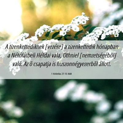 Picture 06 - 1 Krónika 27:15 KAR - A tizenkettediknek [vezére] a tizenkettedik - Bible Verse Picture