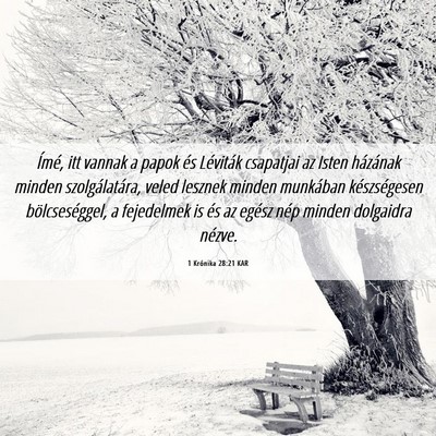 Picture 06 - 1 Krónika 28:21 KAR - Ímé, itt vannak a papok és Léviták csapatjai - Bible Verse Picture