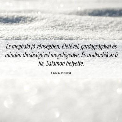 Picture 06 - 1 Krónika 29:28 KAR - És meghala jó vénségben, életével, - Bible Verse Picture