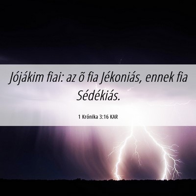 Picture 06 - 1 Krónika 3:16 KAR - Jójákim fiai: az õ fia Jékoniás, ennek fia - Bible Verse Picture
