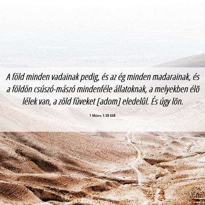 Picture 06 - 1 Mózes 1:30 KAR - A föld minden vadainak pedig, és az ég minden - Bible Verse Picture