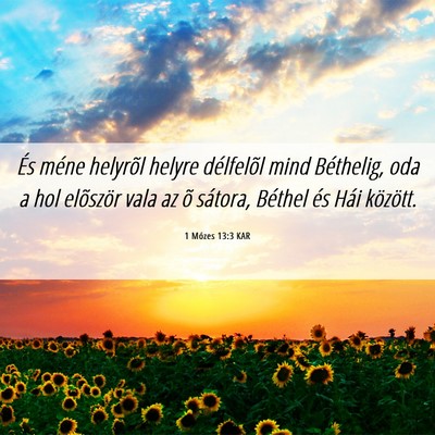 Picture 06 - 1 Mózes 13:3 KAR - És méne helyrõl helyre délfelõl mind - Bible Verse Picture