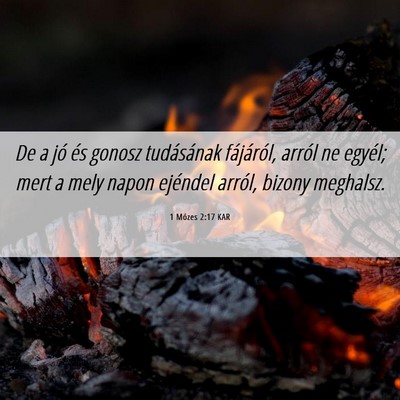 Picture 06 - 1 Mózes 2:17 KAR - De a jó és gonosz tudásának fájáról, - Bible Verse Picture