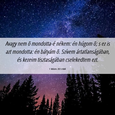 Picture 06 - 1 Mózes 20:5 KAR - Avagy nem õ mondotta-é nékem: én húgom õ; s - Bible Verse Picture