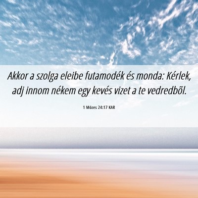 Picture 06 - 1 Mózes 24:17 KAR - Akkor a szolga eleibe futamodék és monda: - Bible Verse Picture