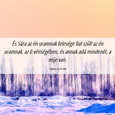 Picture 06 - 1 Mózes 24:36 KAR - És Sára az én uramnak felesége fiat szûlt az - Bible Verse Picture