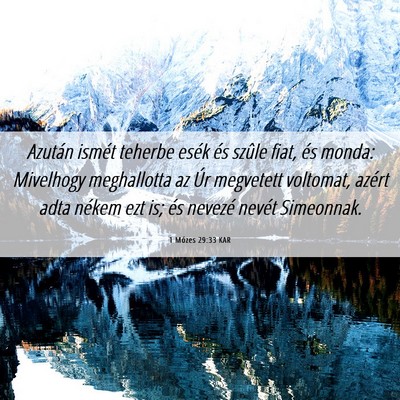Picture 06 - 1 Mózes 29:33 KAR - Azután ismét teherbe esék és szûle fiat, és - Bible Verse Picture