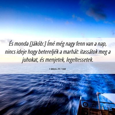 Picture 06 - 1 Mózes 29:7 KAR - És monda [Jákób:] Ímé még nagy fenn van a - Bible Verse Picture