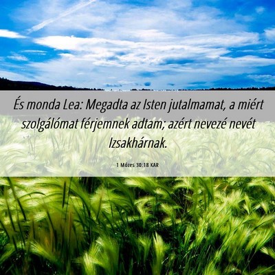 Picture 06 - 1 Mózes 30:18 KAR - És monda Lea: Megadta az Isten jutalmamat, a - Bible Verse Picture