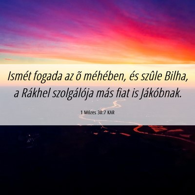 Picture 06 - 1 Mózes 30:7 KAR - Ismét fogada az õ méhében, és szûle Bilha, - Bible Verse Picture