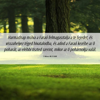Picture 06 - 1 Mózes 40:13 KAR - Harmadnap múlva a Faraó felmagasztalja a te - Bible Verse Picture