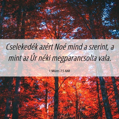 Picture 06 - 1 Mózes 7:5 KAR - Cselekedék azért Noé mind a szerint, a mint az - Bible Verse Picture