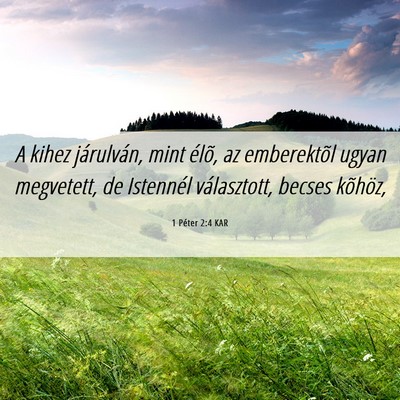 Picture 06 - 1 Péter 2:4 KAR - A kihez járulván, mint élõ, az emberektõl - Bible Verse Picture