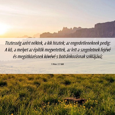 Picture 06 - 1 Péter 2:7 KAR - Tisztesség azért néktek, a kik hisztek; az - Bible Verse Picture