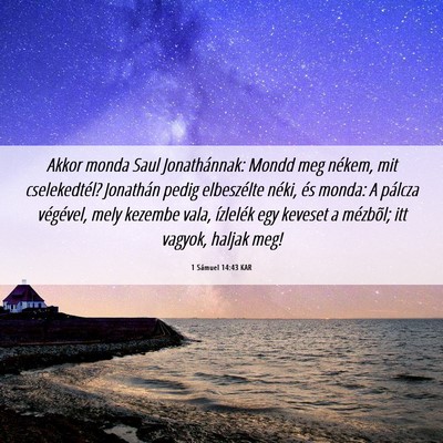 Picture 06 - 1 Sámuel 14:43 KAR - Akkor monda Saul Jonathánnak: Mondd meg nékem, - Bible Verse Picture