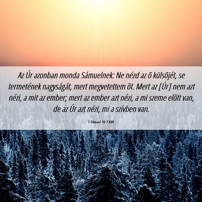 Picture 06 - 1 Sámuel 16:7 KAR - Az Úr azonban monda Sámuelnek: Ne nézd az õ - Bible Verse Picture