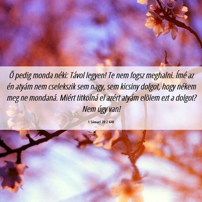 Picture 06 - 1 Sámuel 20:2 KAR - Õ pedig monda néki: Távol legyen! Te nem fogsz - Bible Verse Picture