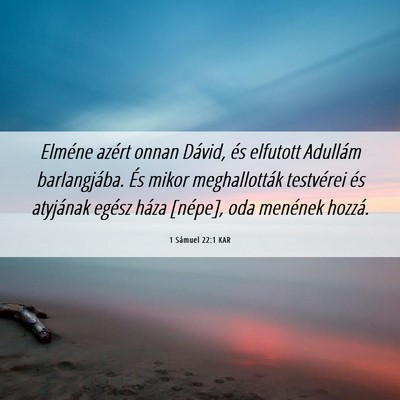 Picture 06 - 1 Sámuel 22:1 KAR - Elméne azért onnan Dávid, és elfutott - Bible Verse Picture