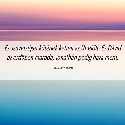Picture 06 - 1 Sámuel 23:18 KAR - És szövetséget kötének ketten az Úr elõtt. - Bible Verse Picture
